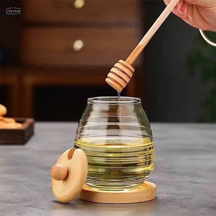 عسل خوری درب بامبو به همراه قاشق